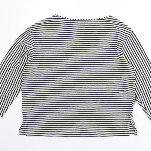 River Island Womens Ivory Round Neck Striped Cotton Pullover Jumper Size 16