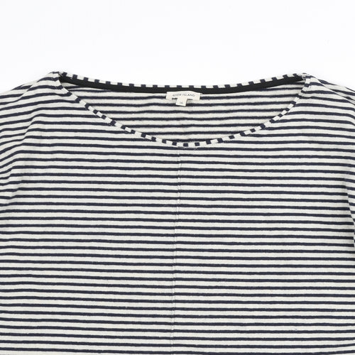 River Island Womens Ivory Round Neck Striped Cotton Pullover Jumper Size 16