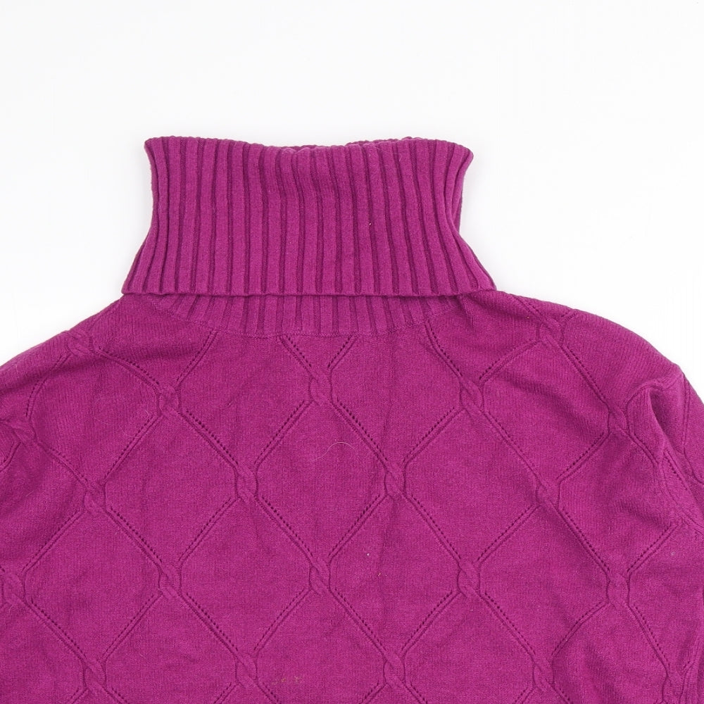 Preworn Womens Purple Roll Neck Viscose Pullover Jumper Size S