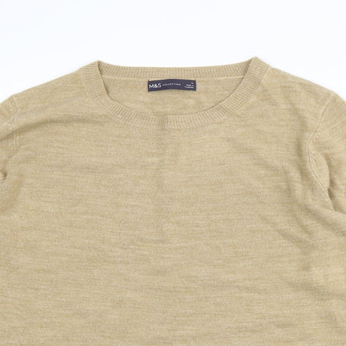 Marks and Spencer Womens Beige Round Neck Acrylic Pullover Jumper Size 14