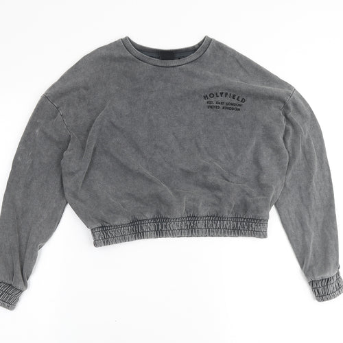 Holyfield Girls Grey Cotton Pullover Sweatshirt Size 8-9 Years Pullover
