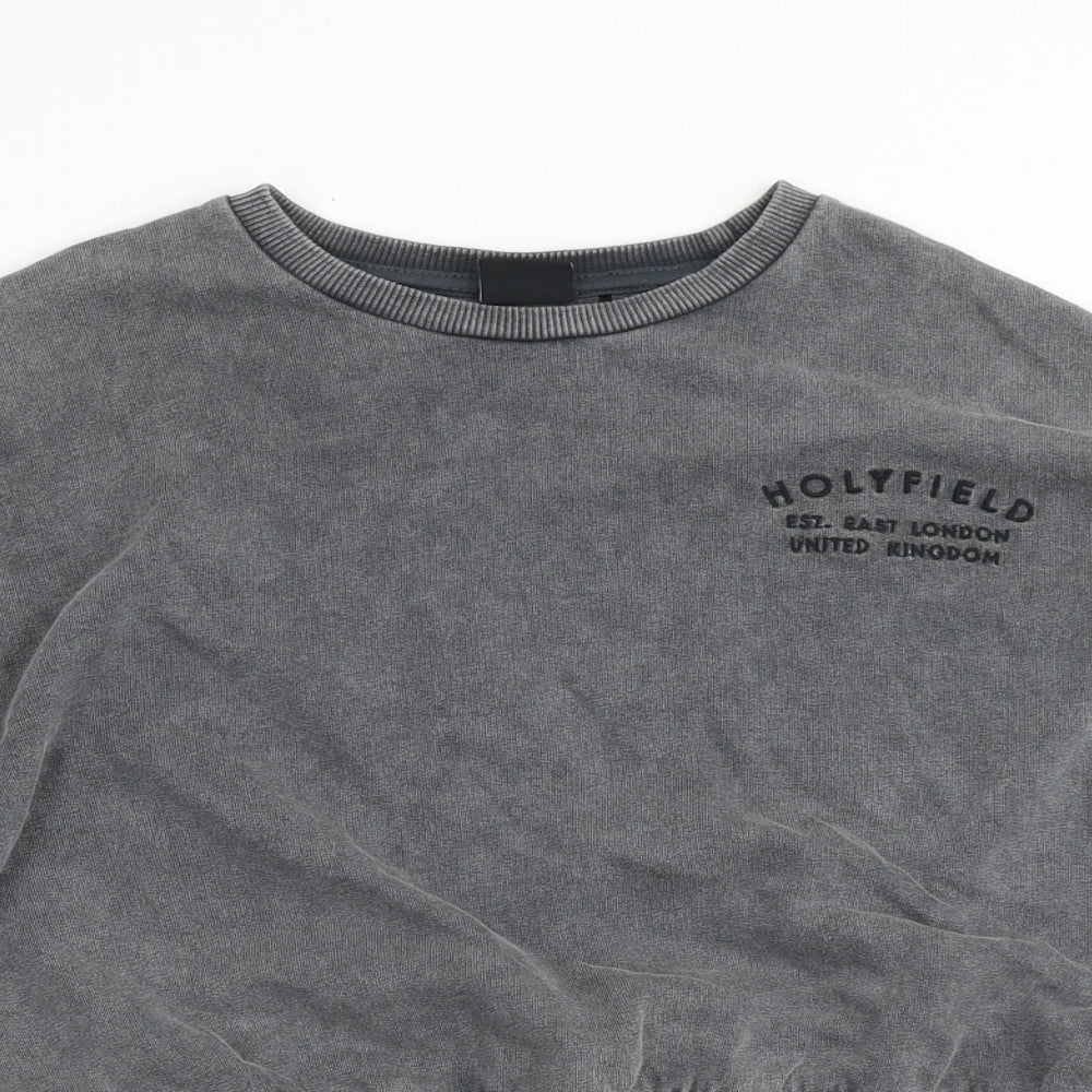 Holyfield Girls Grey Cotton Pullover Sweatshirt Size 8-9 Years Pullover