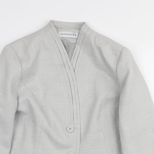 Wardrobe Womens Grey Polyester Jacket Blazer Size 16