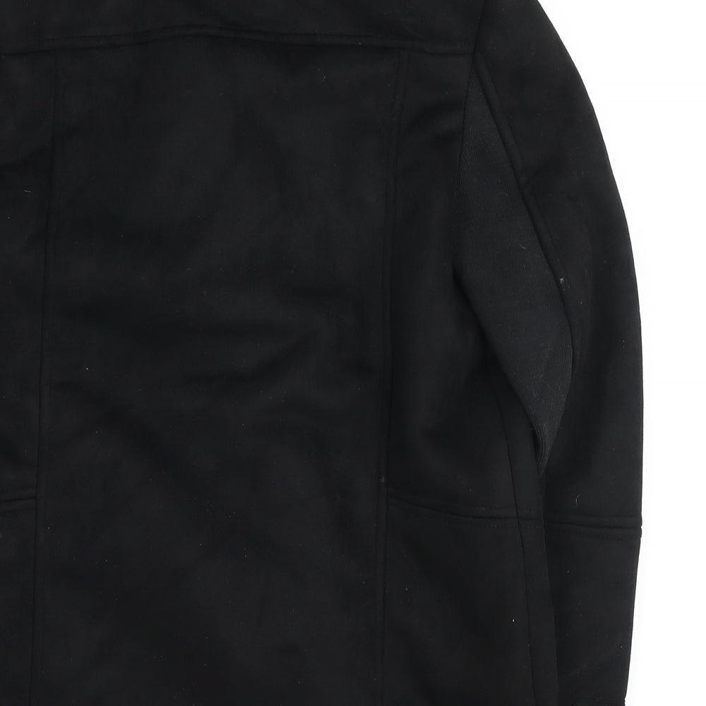 River Island Girls Black Biker Jacket Size 11-12 Years Zip - Fur Lined