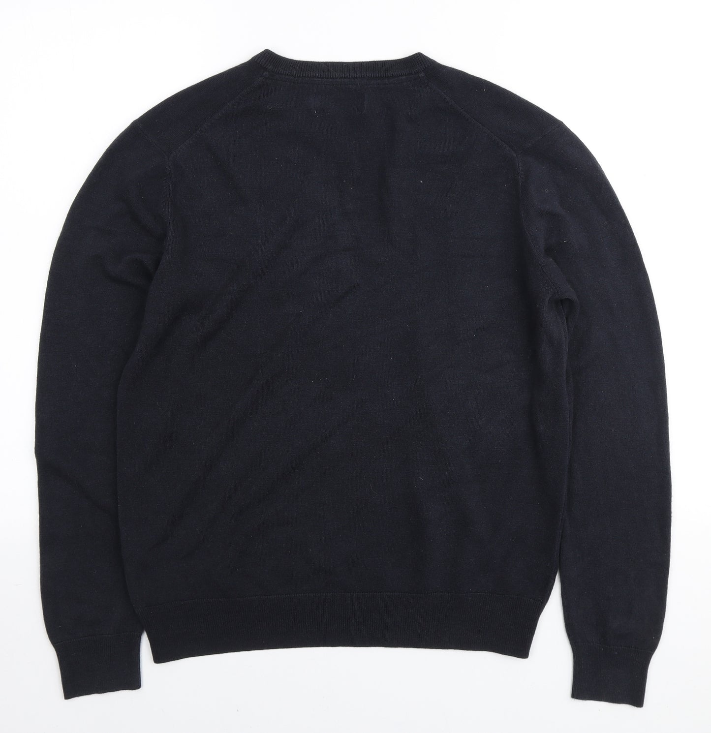 Maine New England Mens Blue V-Neck Acrylic Pullover Jumper Size M