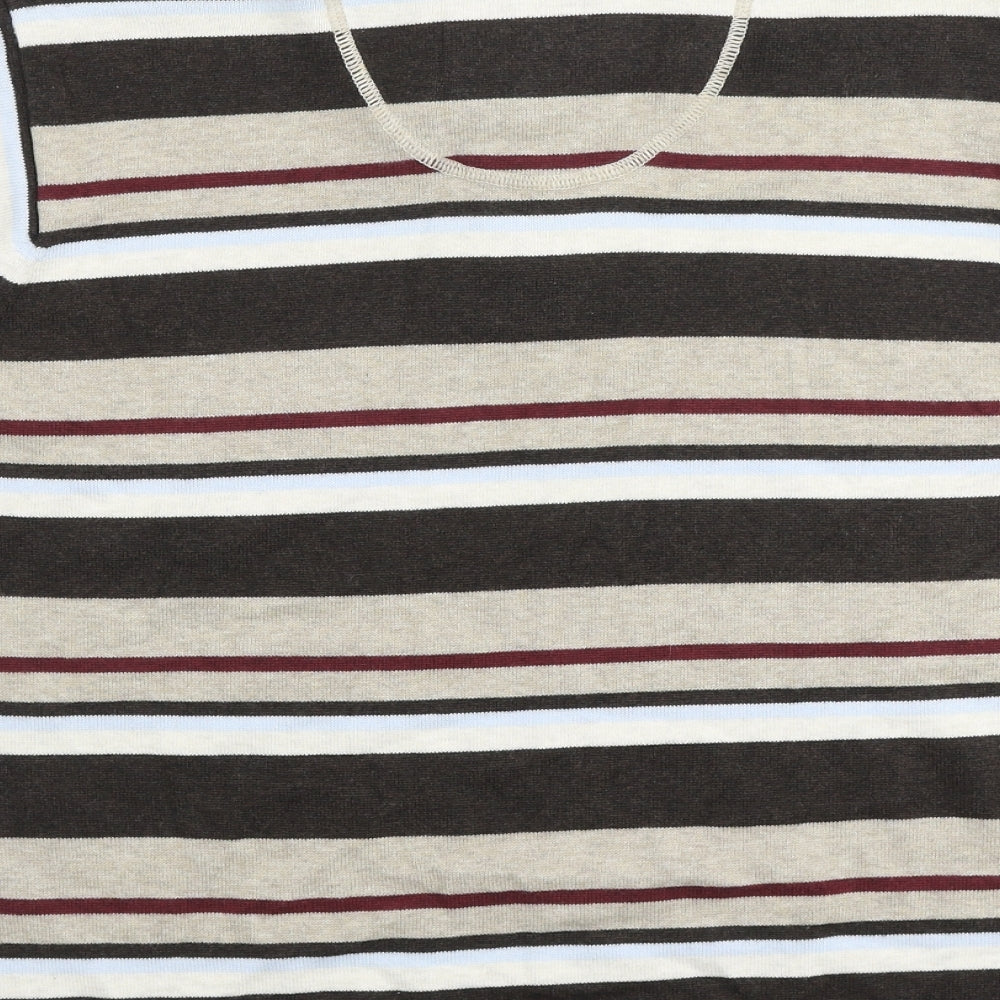 Marks and Spencer Mens Multicoloured Striped Cotton Polo Size M Collared Button