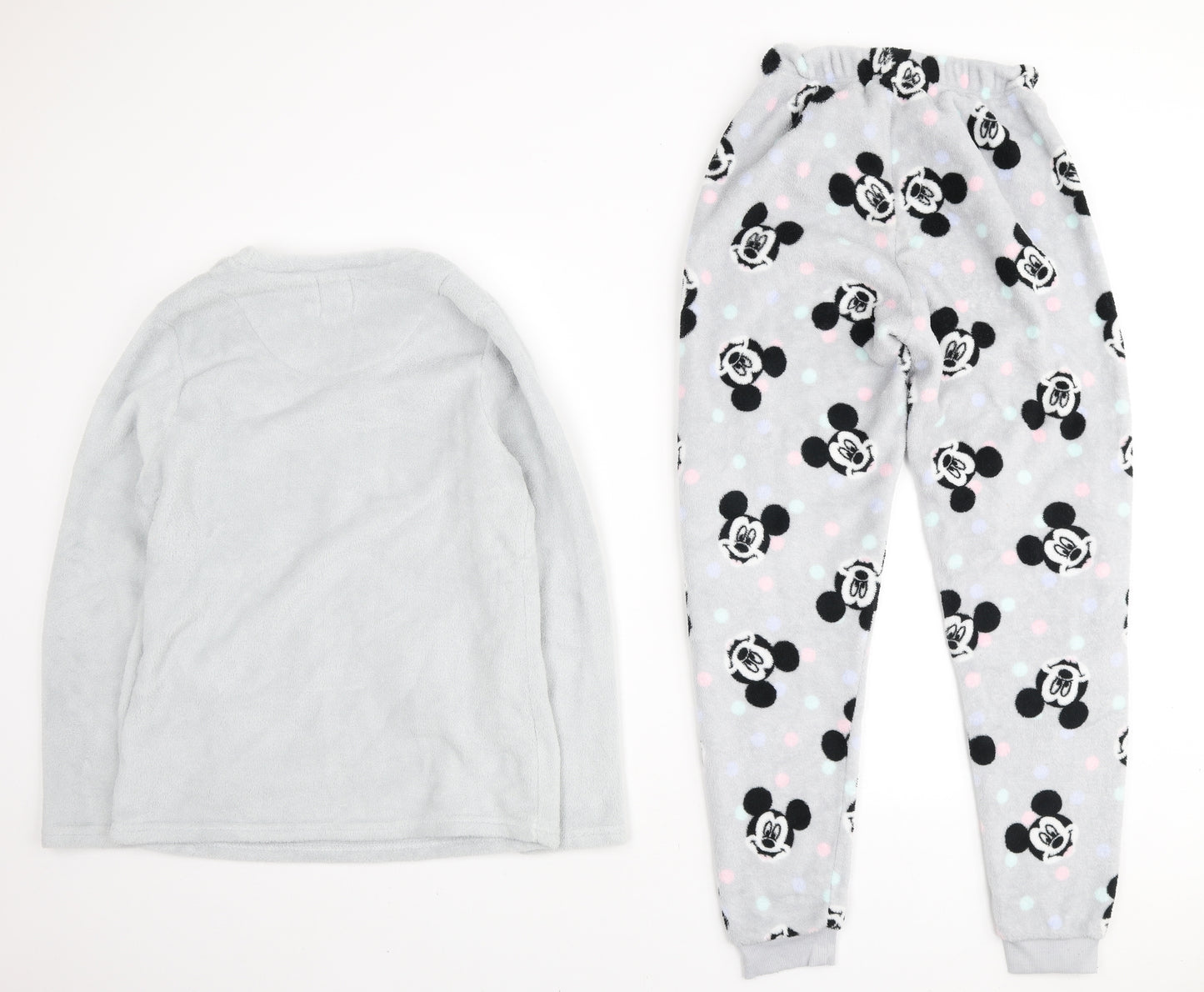 Primark Womens Grey Geometric Polyester Top Pyjama Set Size XS - Love Mickey Mouse
