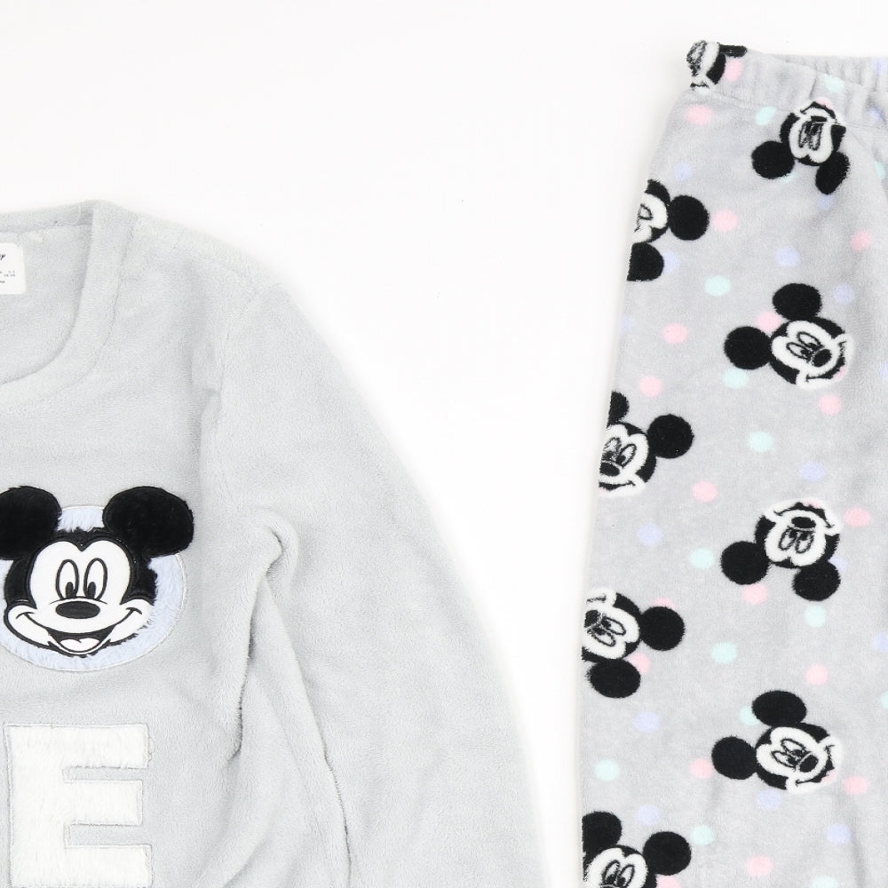Primark Womens Grey Geometric Polyester Top Pyjama Set Size XS - Love Mickey Mouse