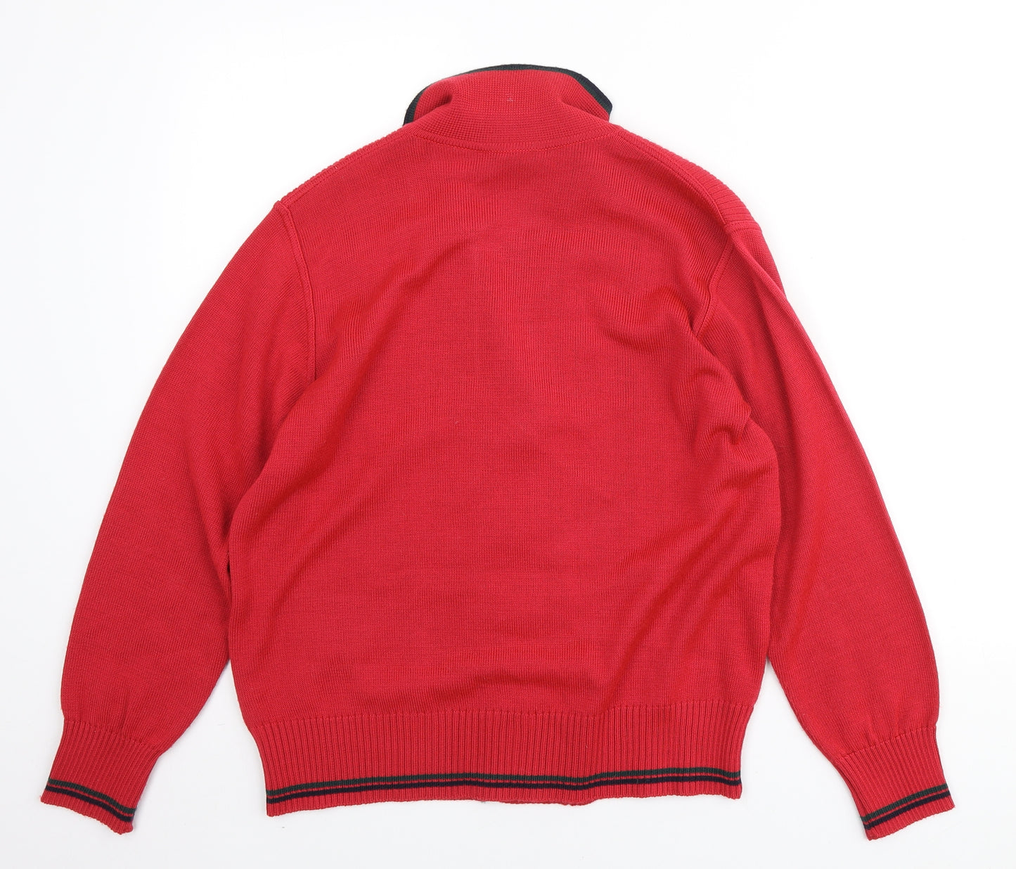 Grazia Womens Red V-Neck Acrylic Cardigan Jumper Size 14