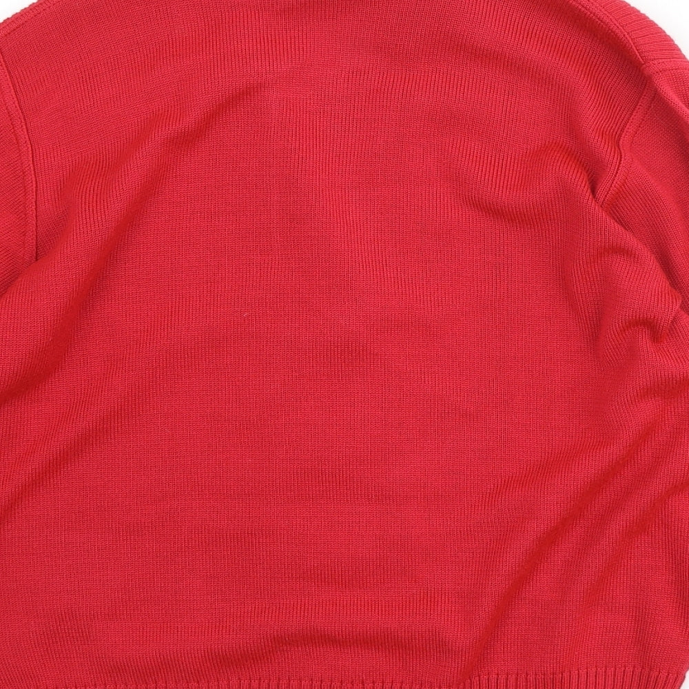 Grazia Womens Red V-Neck Acrylic Cardigan Jumper Size 14
