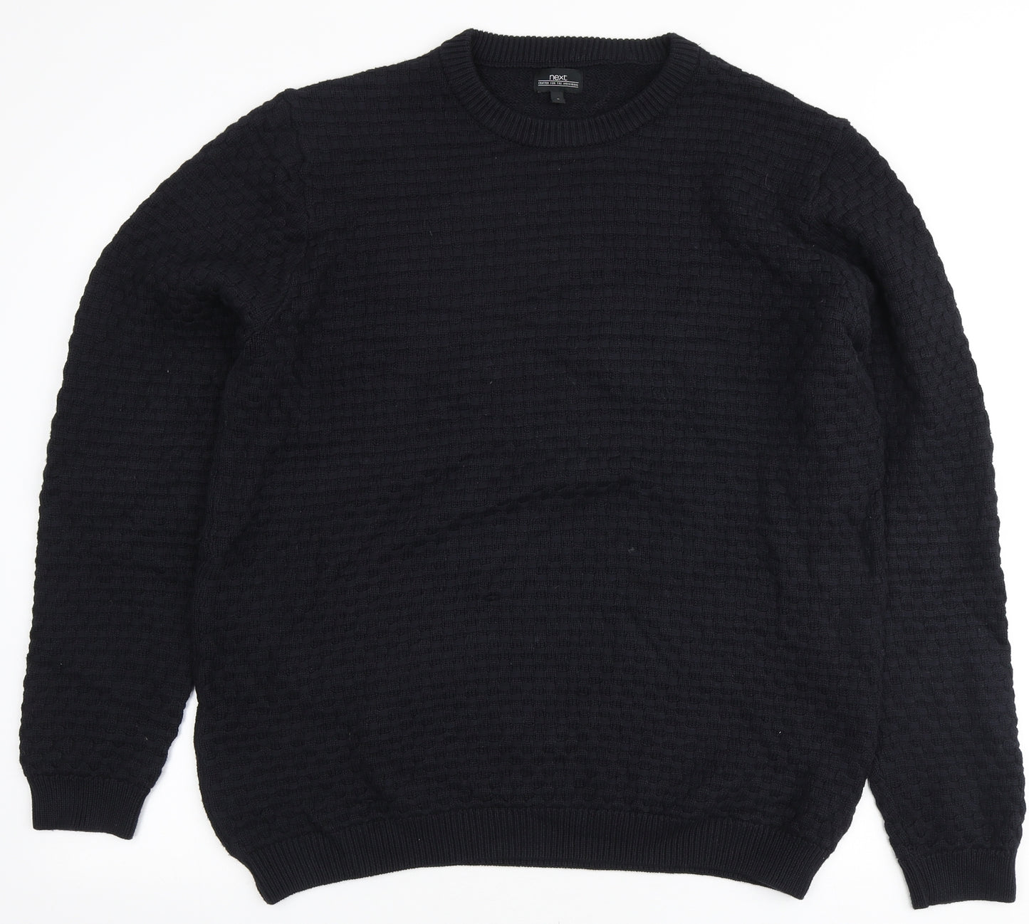 NEXT Mens Blue Round Neck Cotton Pullover Jumper Size L