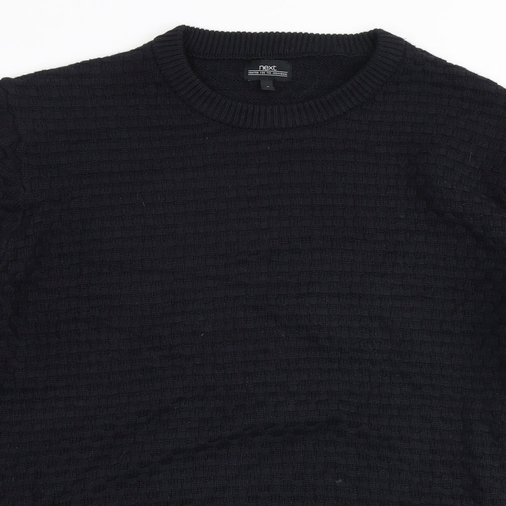 NEXT Mens Blue Round Neck Cotton Pullover Jumper Size L