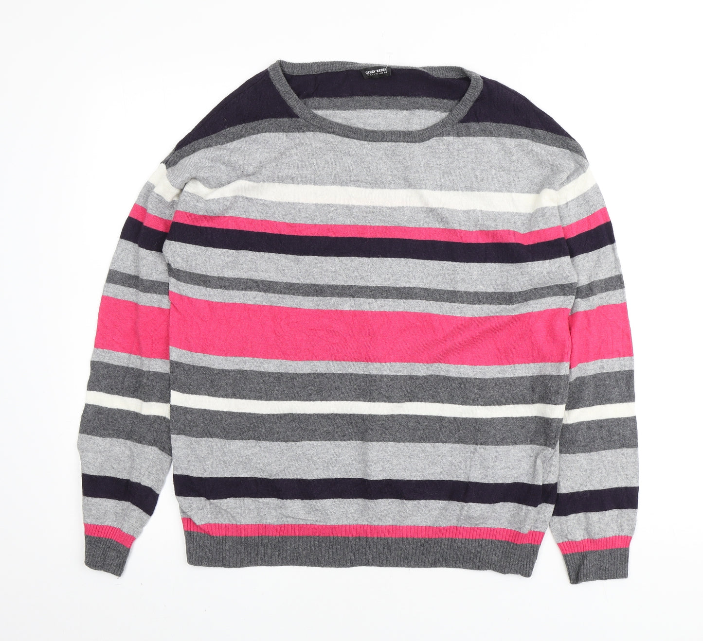 Gerry Weber Womens Multicoloured Round Neck Striped Viscose Henley Jumper Size M