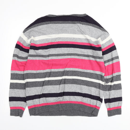 Gerry Weber Womens Multicoloured Round Neck Striped Viscose Henley Jumper Size M