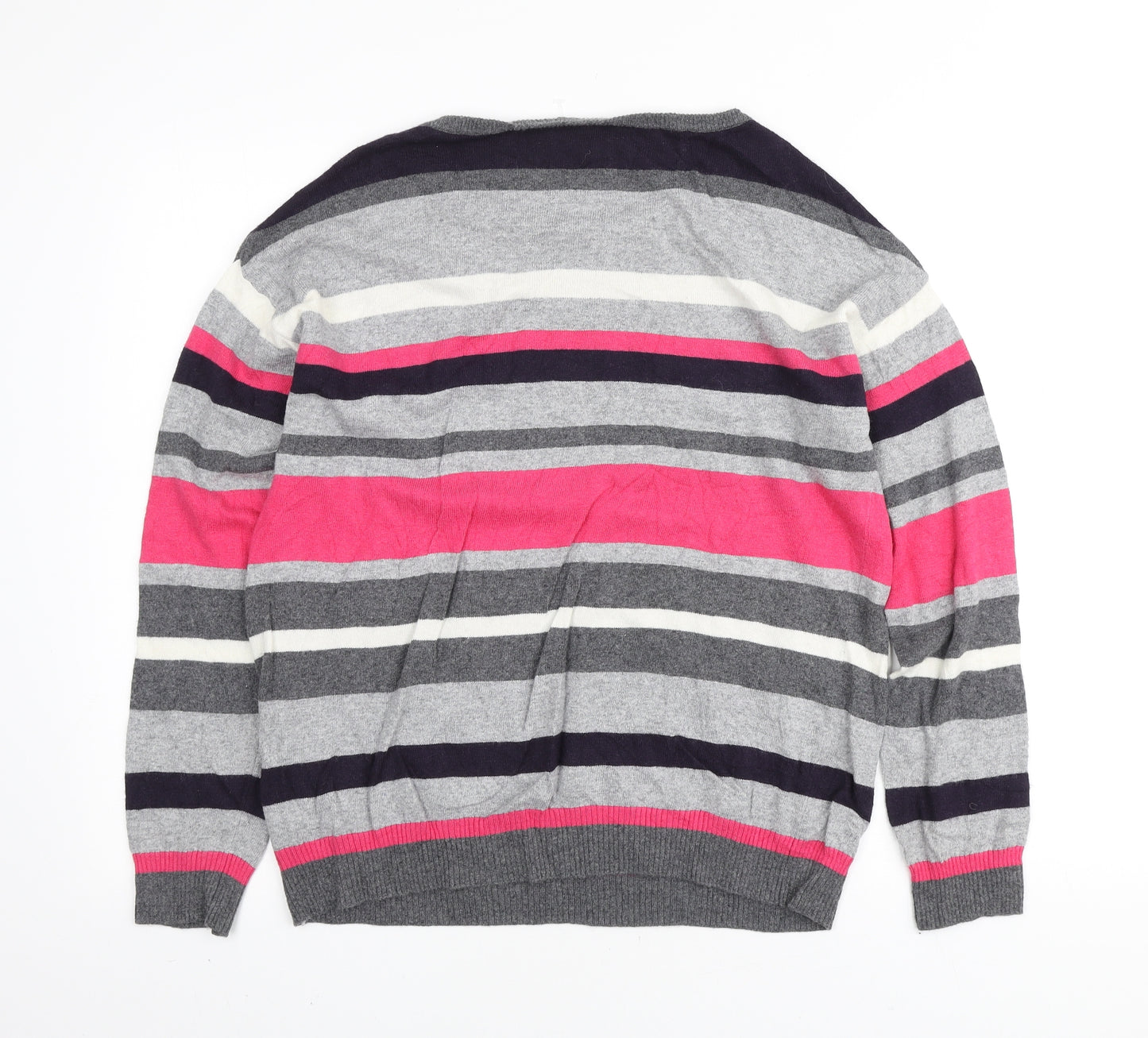 Gerry Weber Womens Multicoloured Round Neck Striped Viscose Henley Jumper Size M