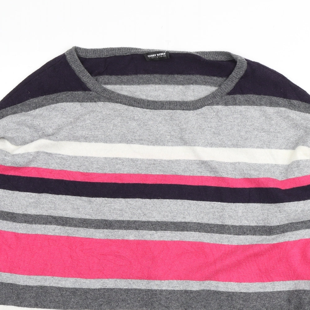 Gerry Weber Womens Multicoloured Round Neck Striped Viscose Henley Jumper Size M