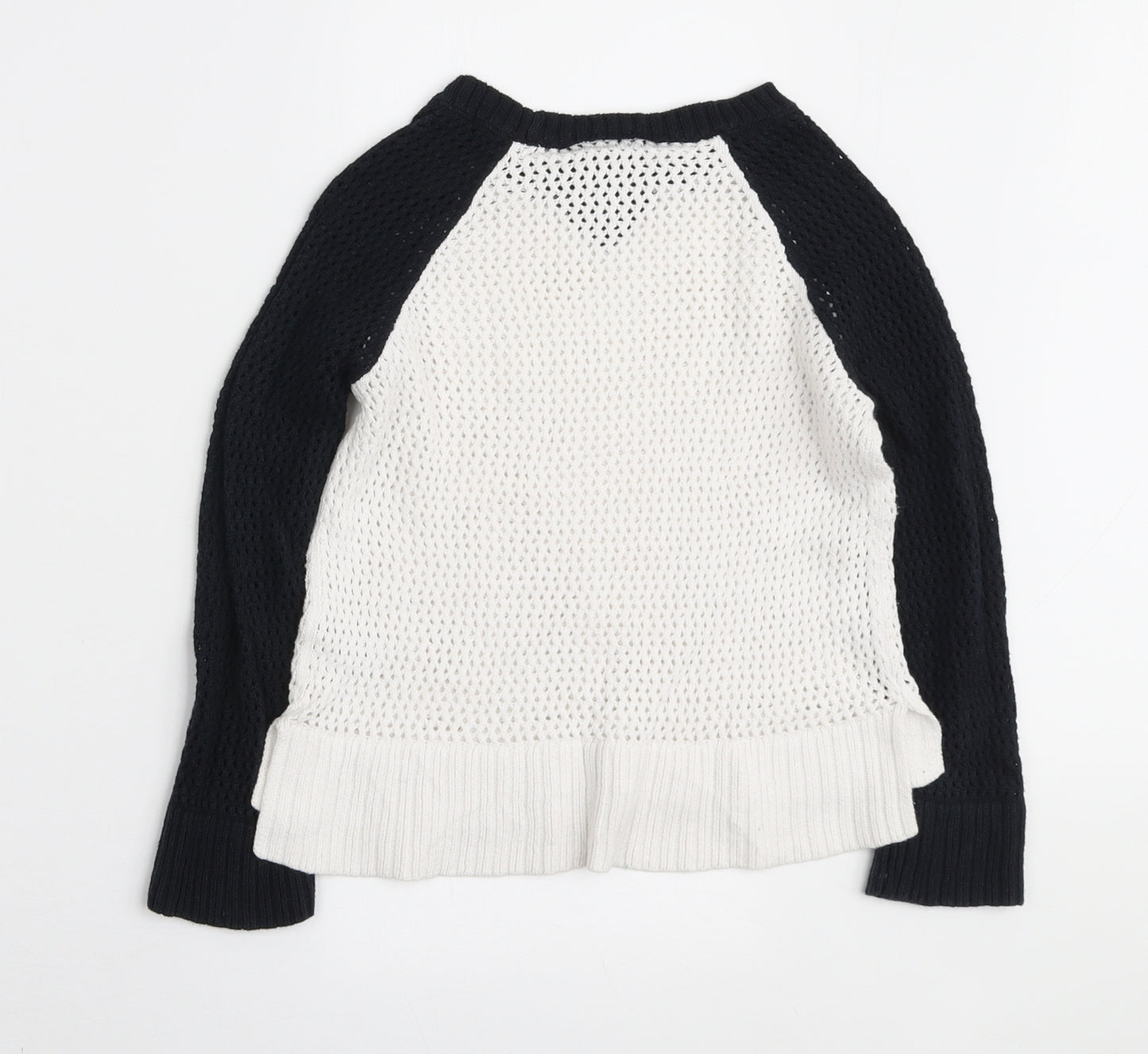 Topshop Womens White Round Neck Cotton Pullover Jumper Size 8
