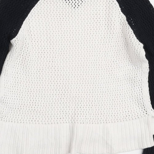 Topshop Womens White Round Neck Cotton Pullover Jumper Size 8