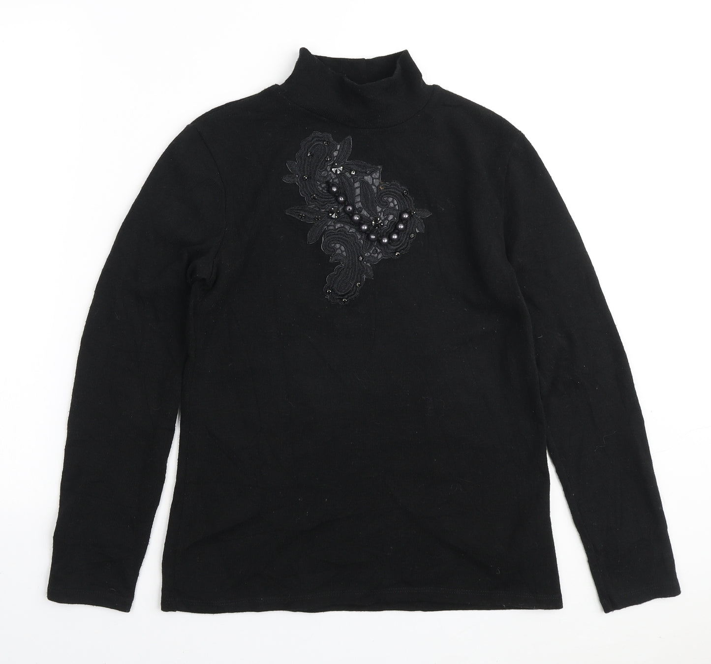 Zara Womens Black High Neck Polyester Pullover Jumper Size M