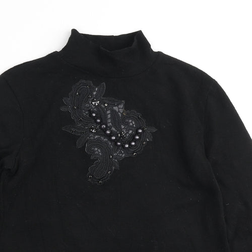 Zara Womens Black High Neck Polyester Pullover Jumper Size M