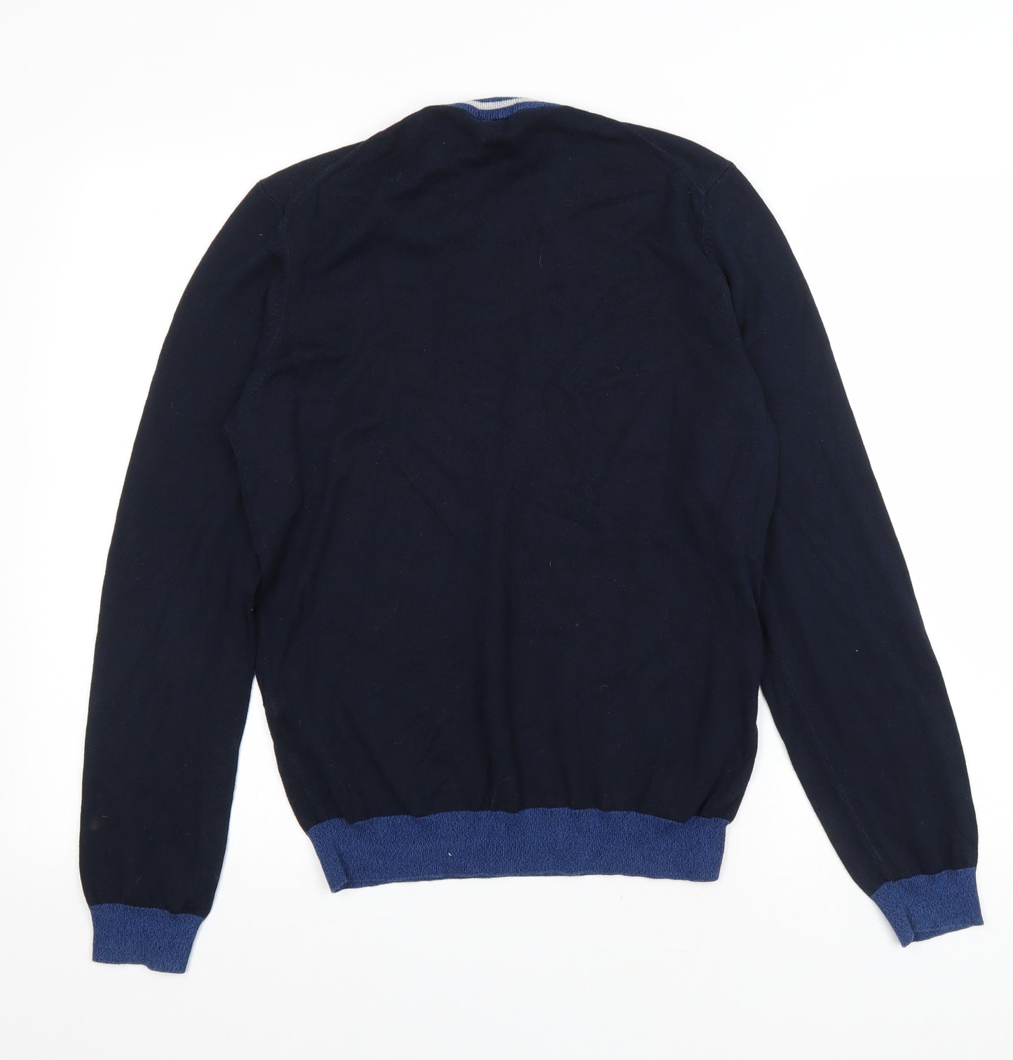 HUGO BOSS Mens Blue Round Neck Cotton Pullover Jumper Size S