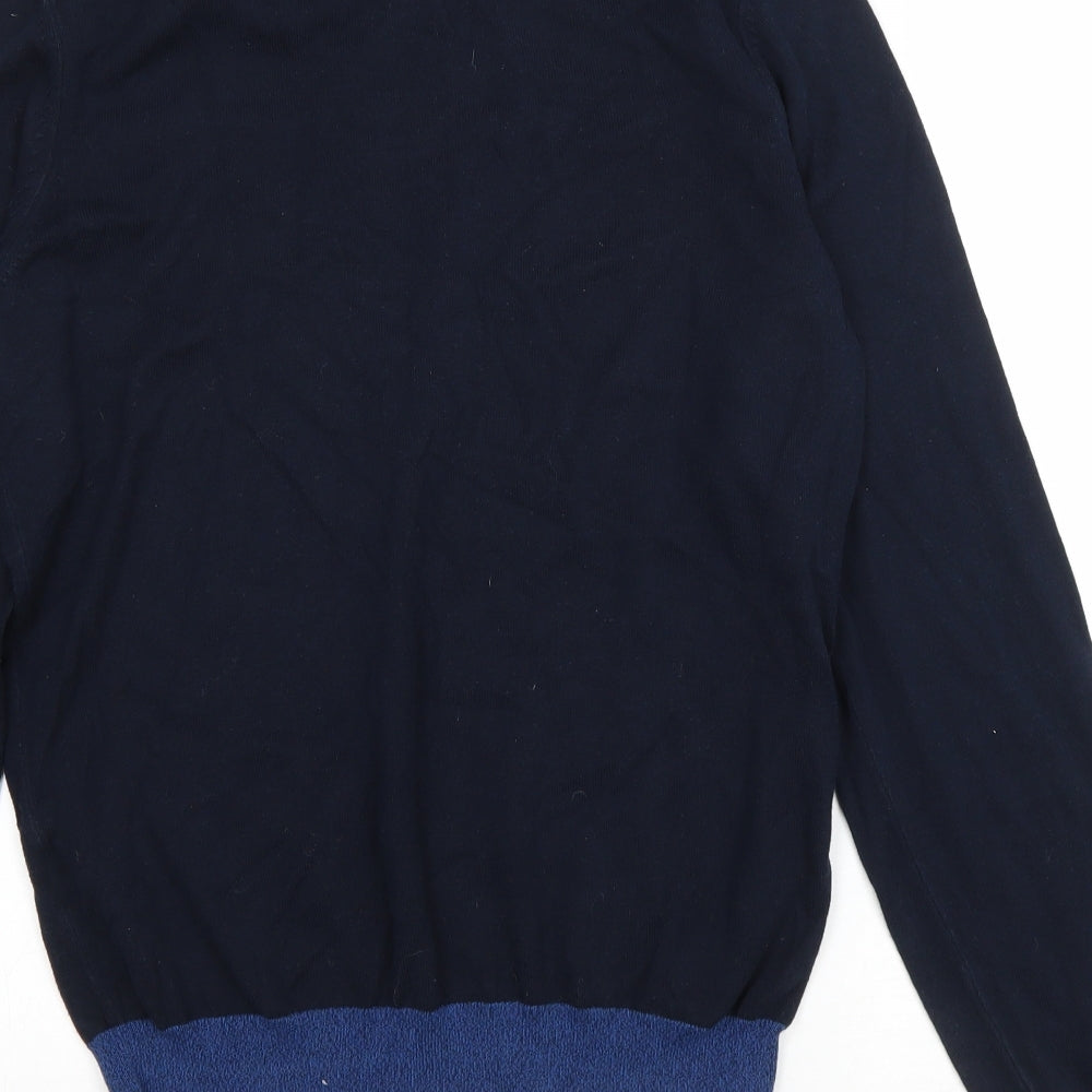 HUGO BOSS Mens Blue Round Neck Cotton Pullover Jumper Size S