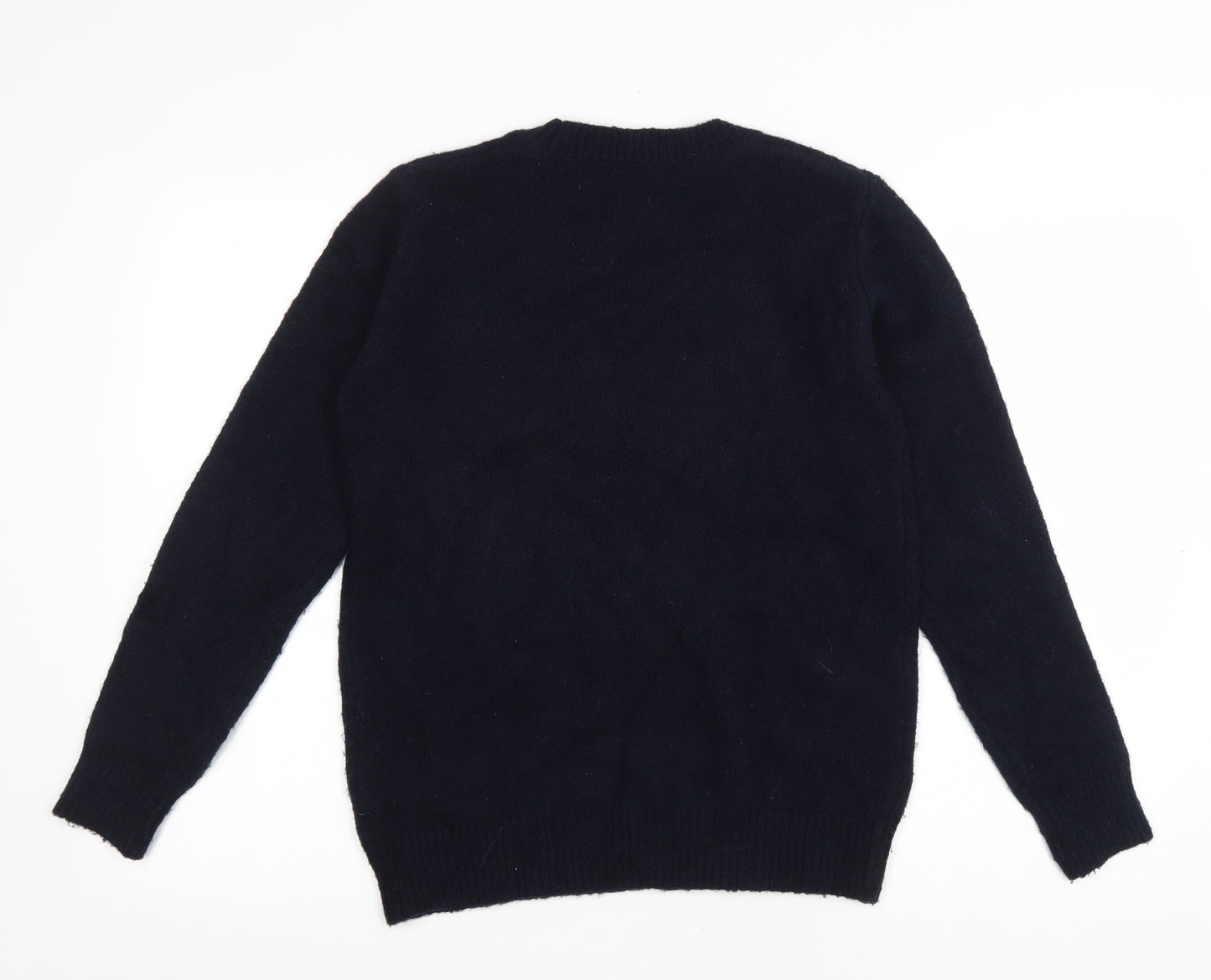 George Womens Black Round Neck Acrylic Pullover Jumper Size S - Christmas Wreath