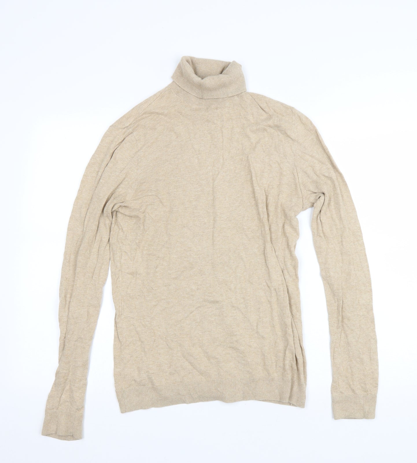 Topman Womens Beige Roll Neck Cotton Pullover Jumper Size S