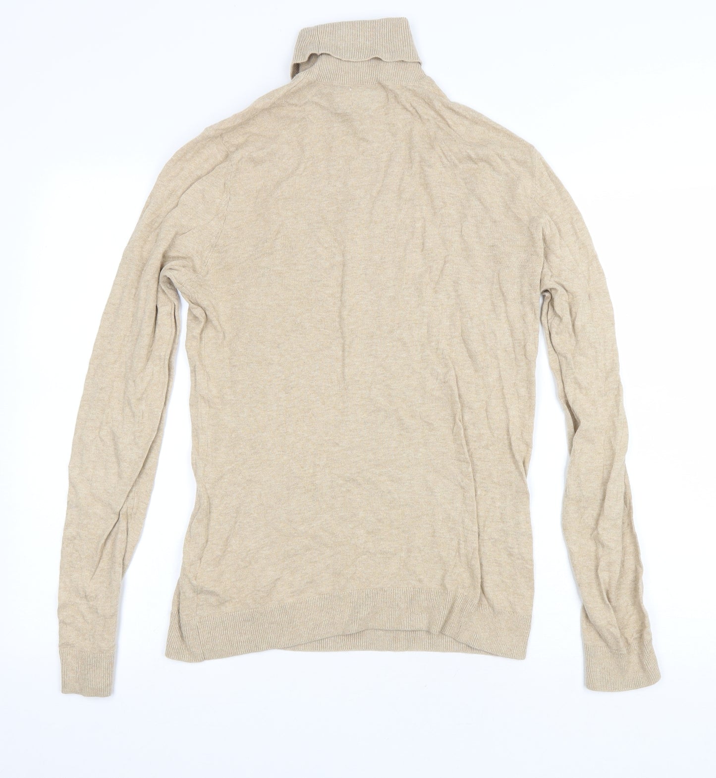 Topman Womens Beige Roll Neck Cotton Pullover Jumper Size S