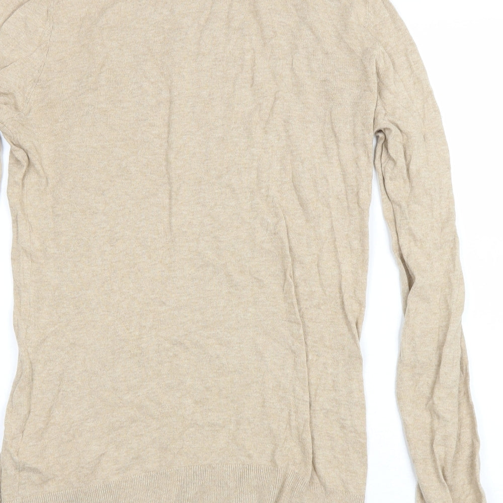 Topman Womens Beige Roll Neck Cotton Pullover Jumper Size S