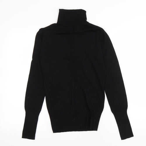 Clockhouse Womens Black Viscose Basic T-Shirt Size L Roll Neck