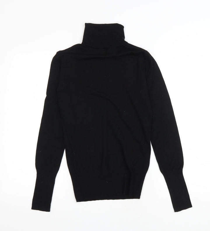 Clockhouse Womens Black Viscose Basic T-Shirt Size L Roll Neck