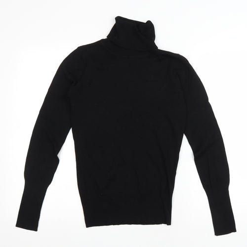 Clockhouse Womens Black Viscose Basic T-Shirt Size L Roll Neck