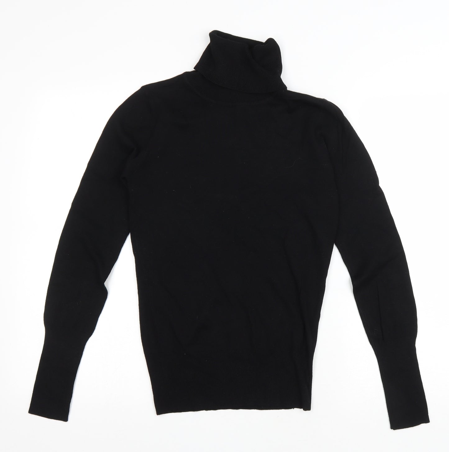 Clockhouse Womens Black Viscose Basic T-Shirt Size L Roll Neck