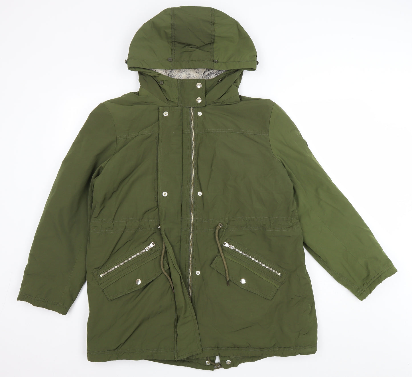 Marks and Spencer Womens Green Rain Coat Coat Size 16 Zip