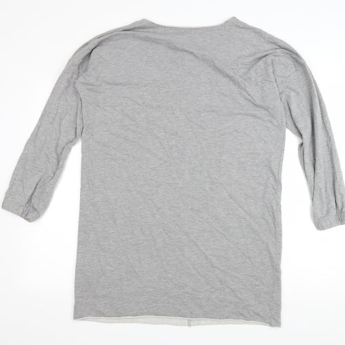 ASOS Womens Grey Cotton Jumper Dress Size 10 Boat Neck Zip