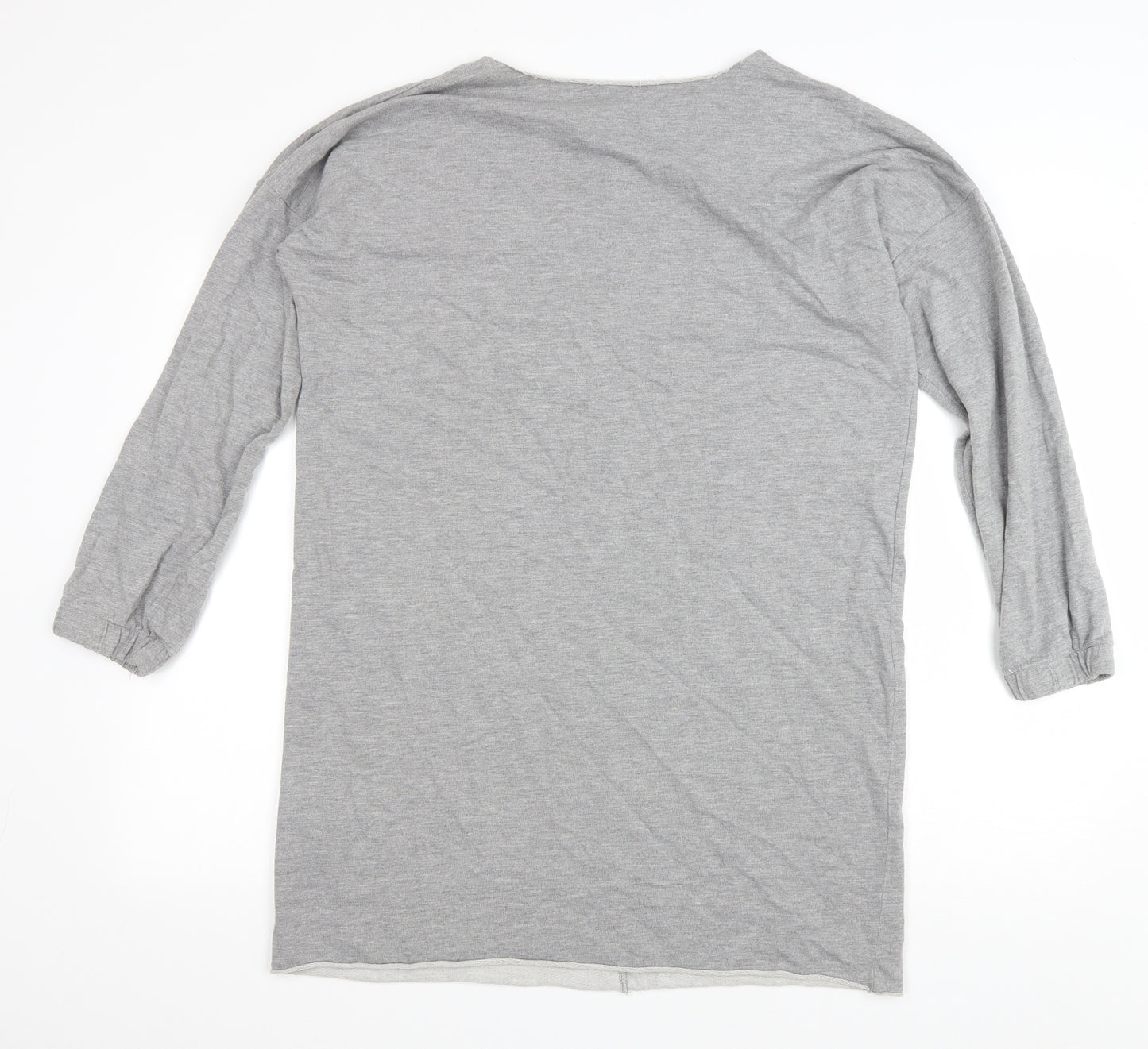 ASOS Womens Grey Cotton Jumper Dress Size 10 Boat Neck Zip