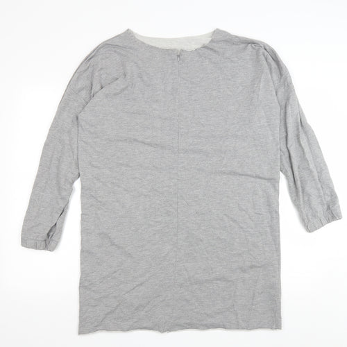 ASOS Womens Grey Cotton Jumper Dress Size 10 Boat Neck Zip