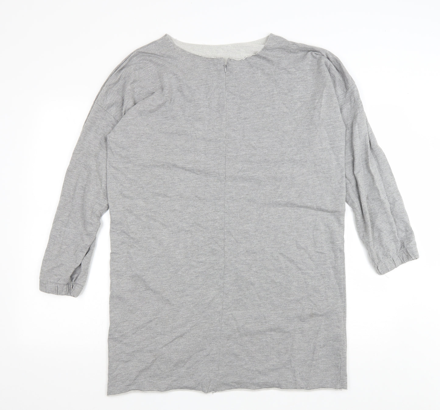 ASOS Womens Grey Cotton Jumper Dress Size 10 Boat Neck Zip
