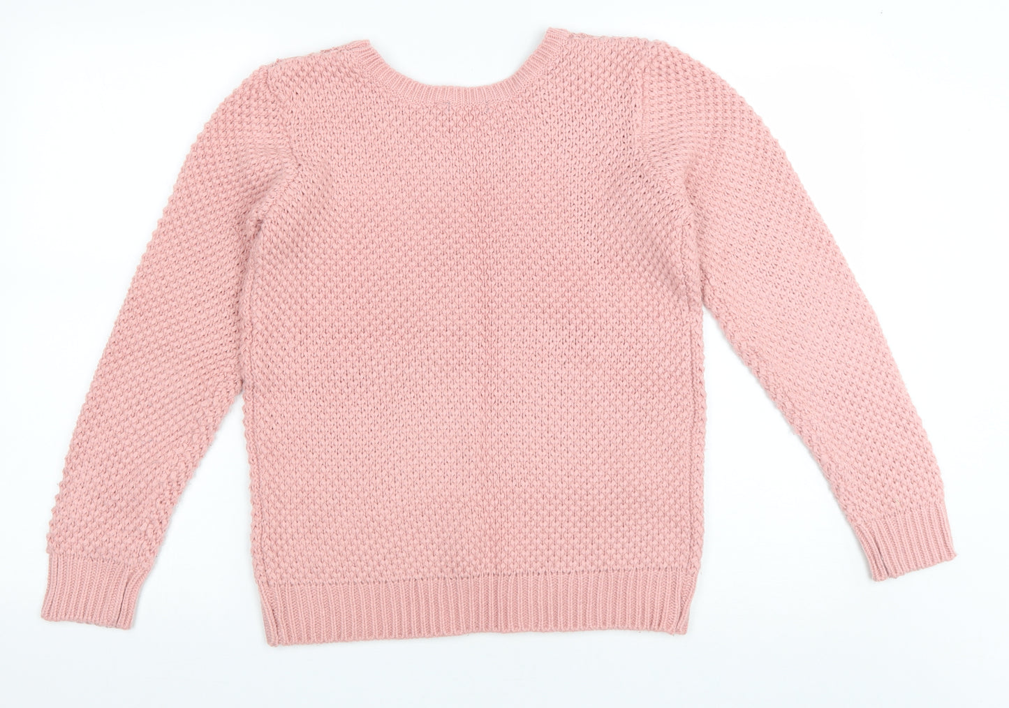 Kaibi Womens Pink Round Neck Acrylic Pullover Jumper Size M - Lace Accent