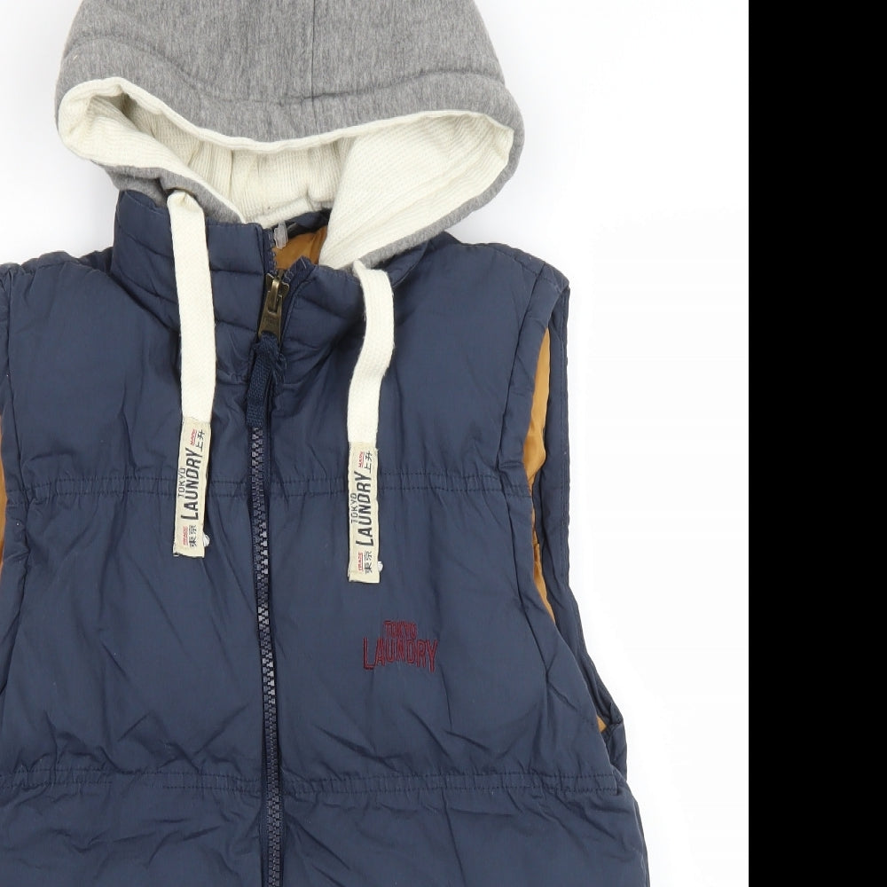 Tokyo Laundry Mens Blue Gilet Coat Size S Zip