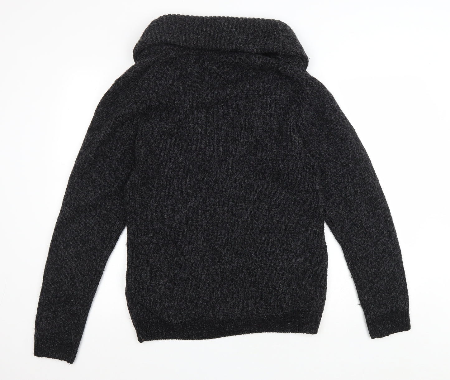 Label Lab Mens Grey V-Neck Wool Cardigan Jumper Size S