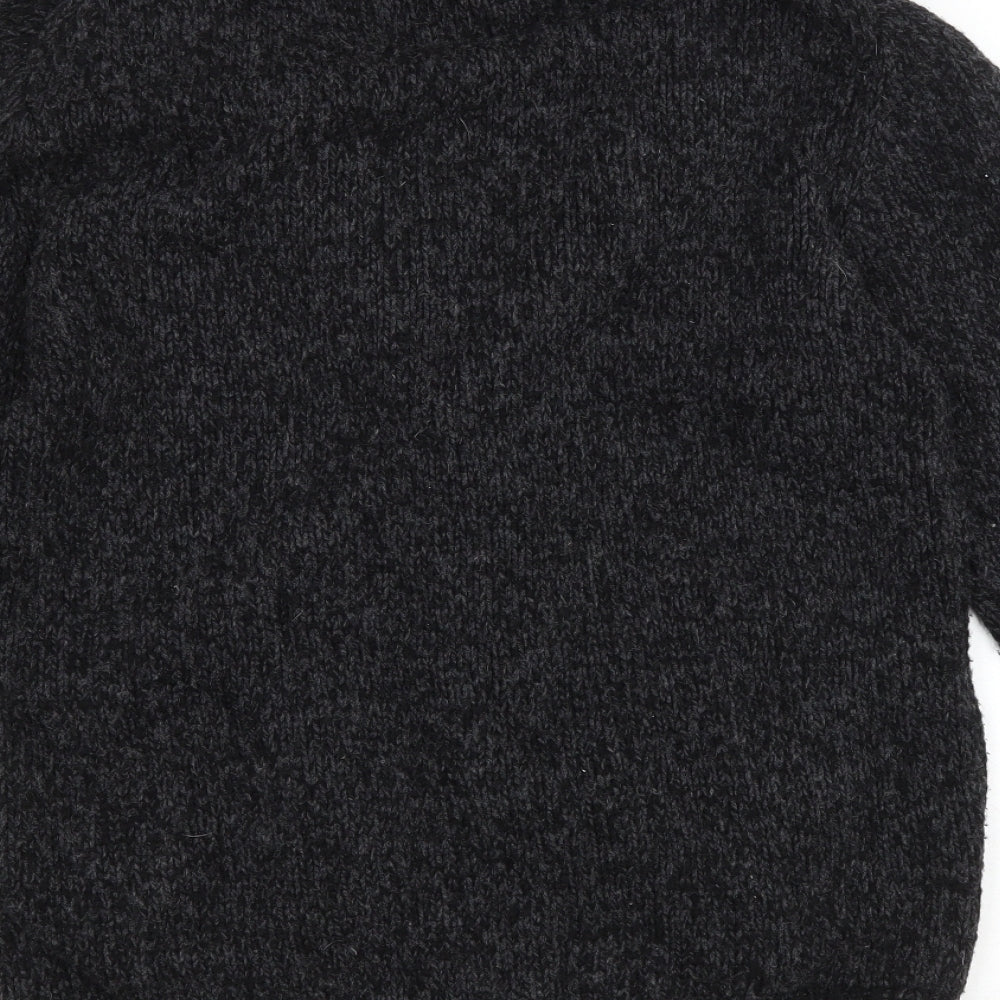 Label Lab Mens Grey V-Neck Wool Cardigan Jumper Size S