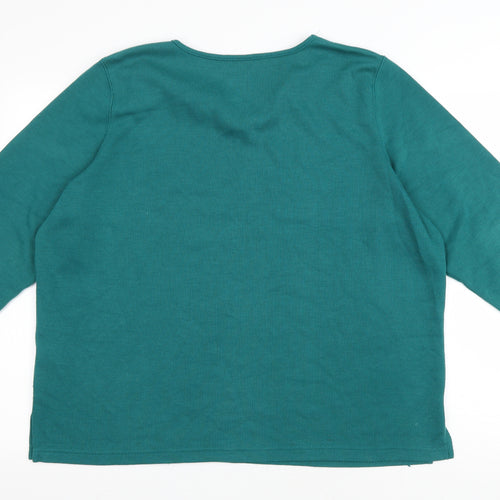 Preworn Womens Green Polyester Basic T-Shirt Size L V-Neck