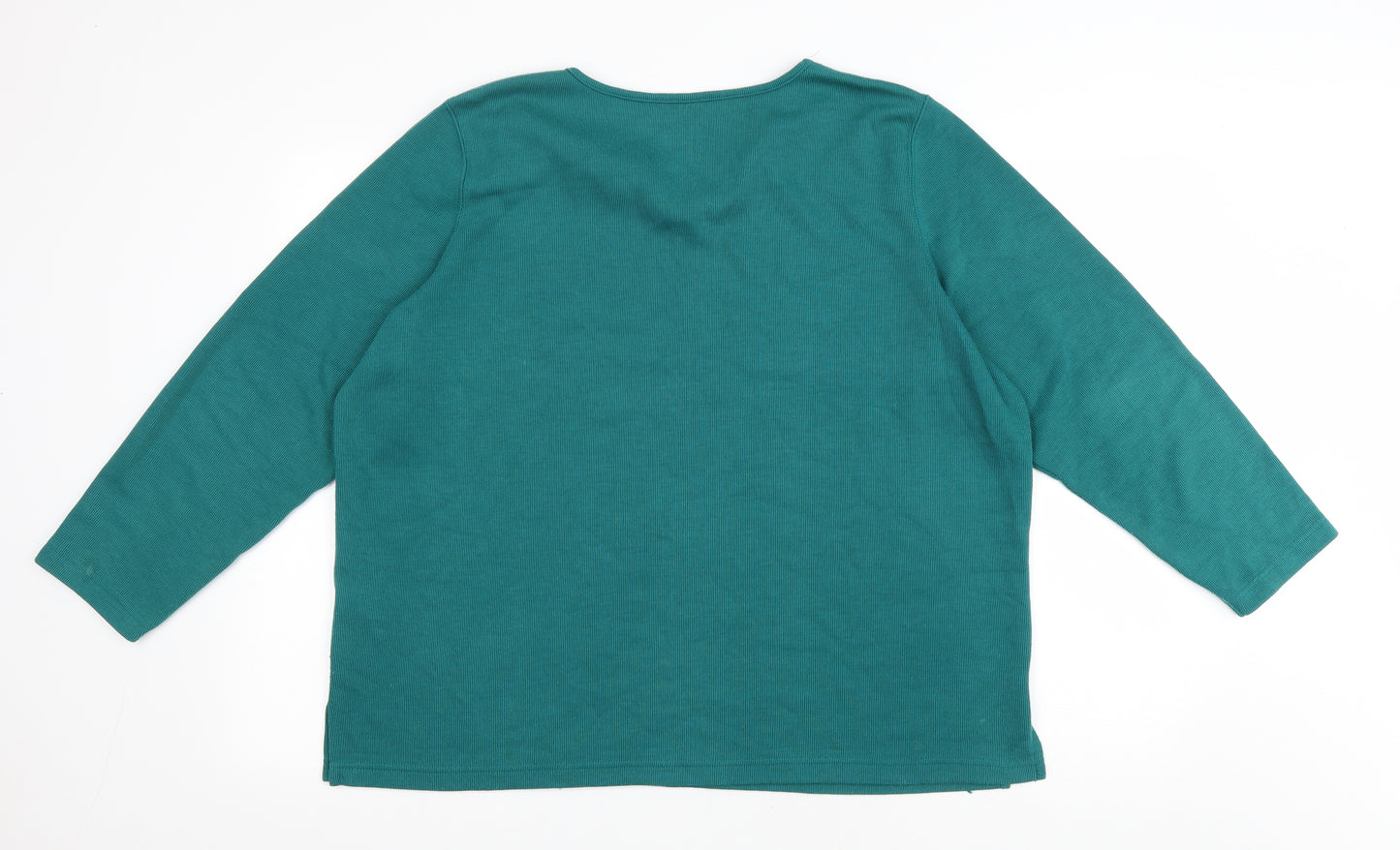 Preworn Womens Green Polyester Basic T-Shirt Size L V-Neck