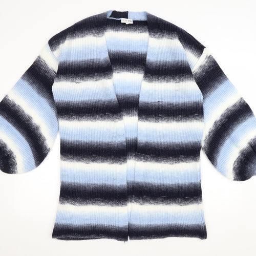 In the Style Womens Black V-Neck Striped Acrylic Cardigan Jumper Size 6