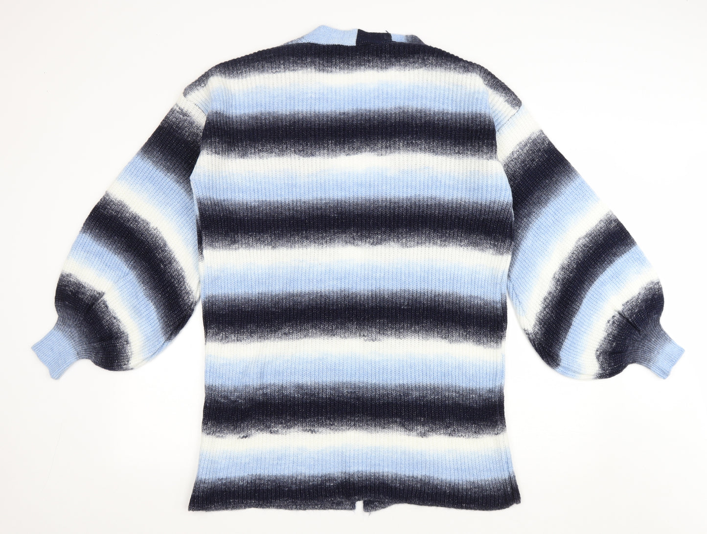 In the Style Womens Black V-Neck Striped Acrylic Cardigan Jumper Size 6