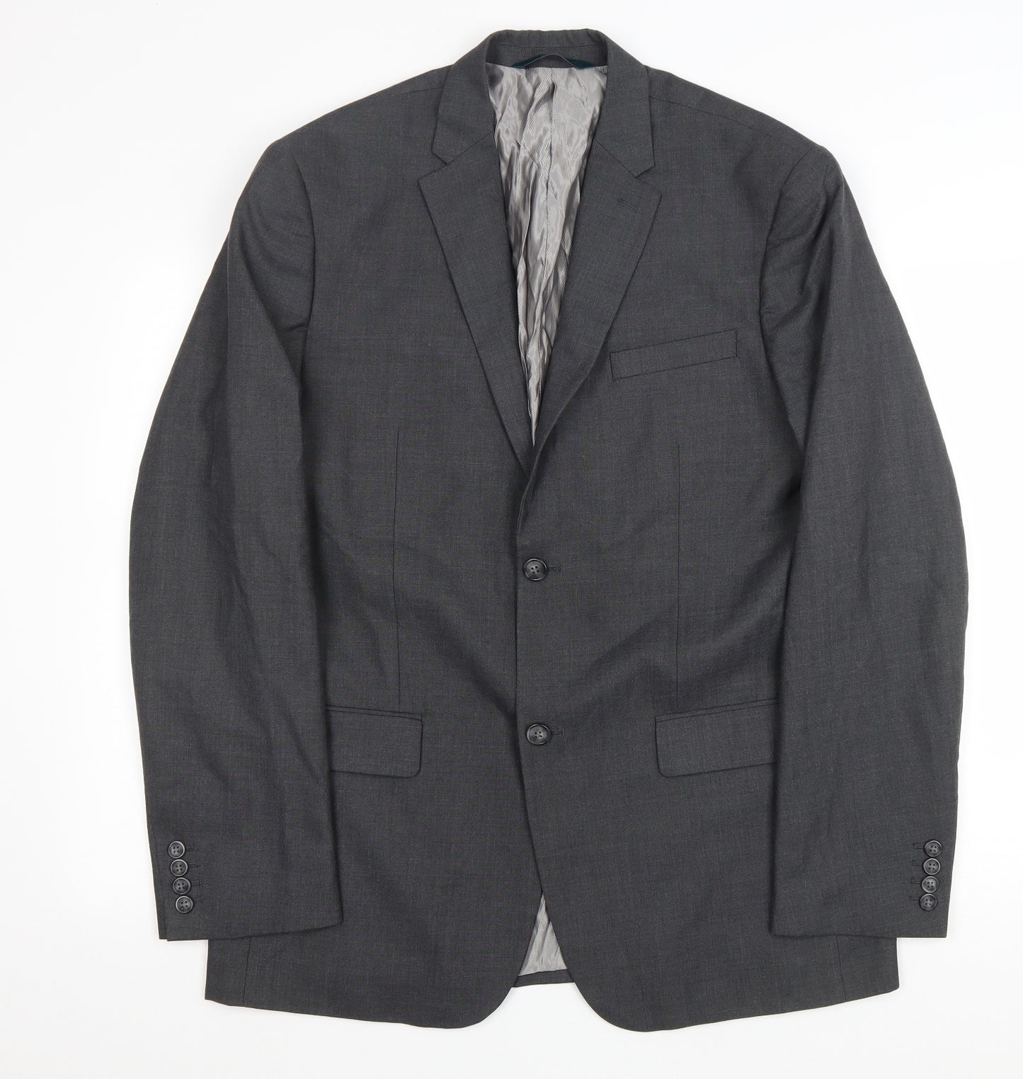 Perry Ellis Mens Grey Polyester Jacket Blazer Size 42