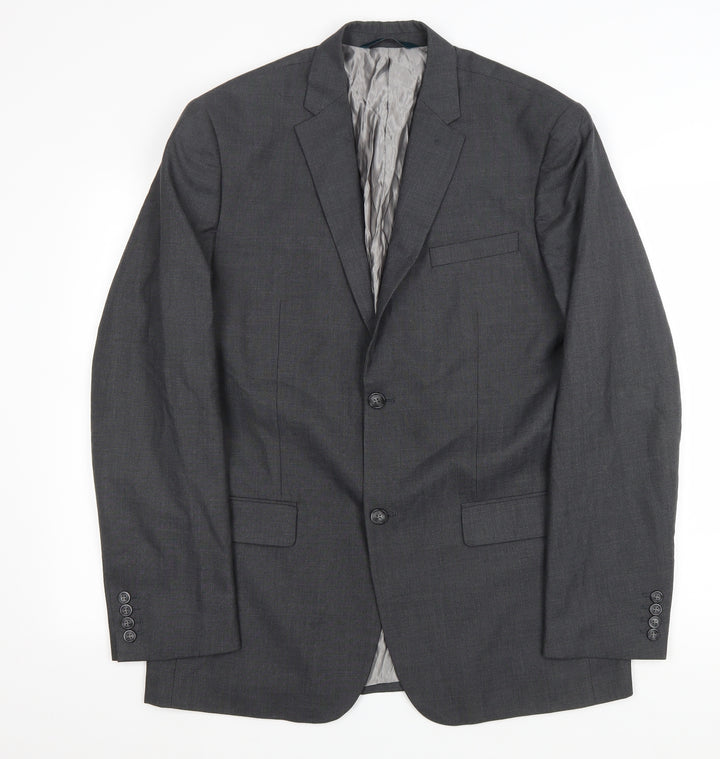 Perry Ellis Mens Grey Polyester Jacket Blazer Size 42