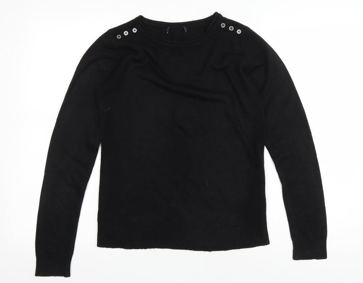 Atmosphere Womens Black Round Neck Acrylic Pullover Jumper Size 8